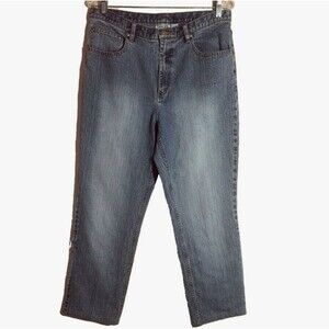 CHICO'S DESIGN sz 12 sz 2 Blue Cotton Stretch Denim Cropped Jeans Pants